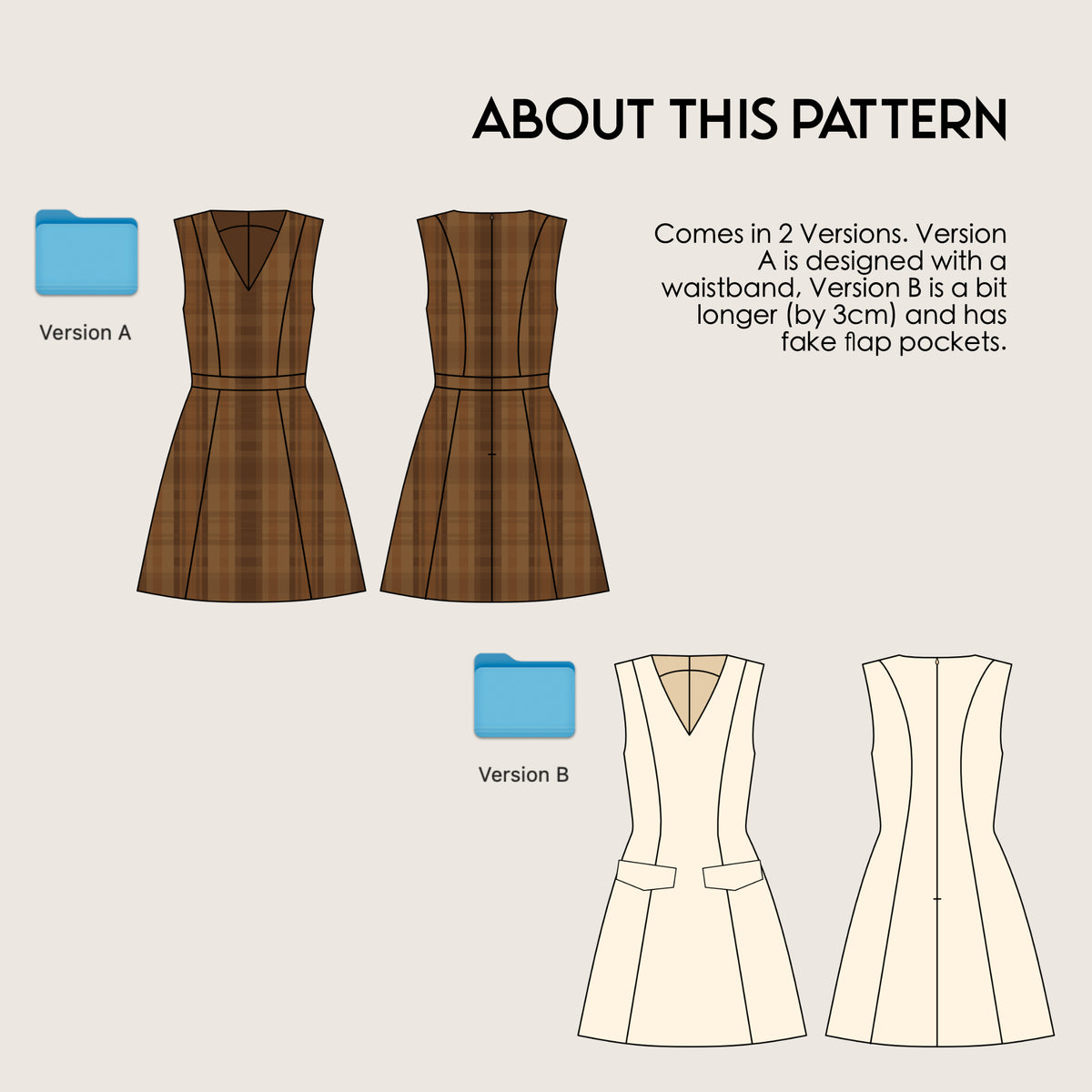 Pinafore Dress ENYA Sewing Pattern PDF – V-Neck Dress | Old Money Inspired | Digital Sewing Pattern by Kristina Sewista
