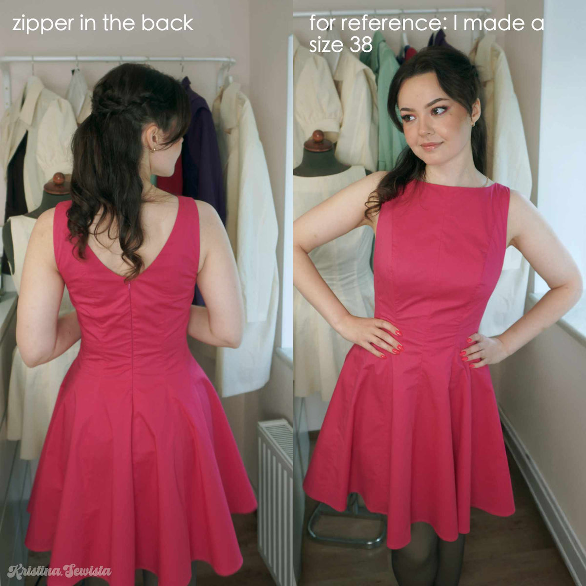 Heloise boat neck dress sewing pattern by Kristina Sewista, PDF dress sewing pattern for women, elegant dress pattern