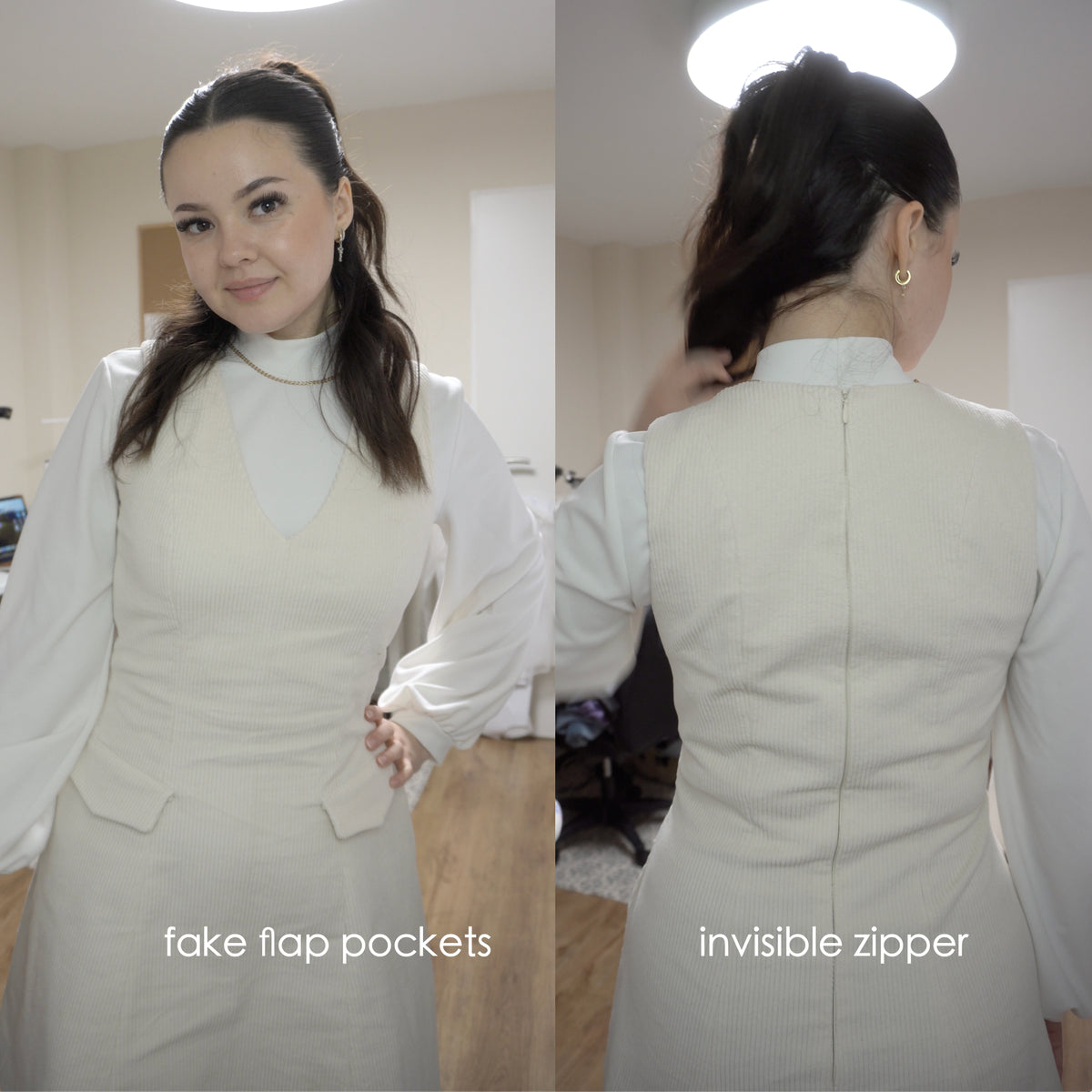 Pinafore Dress ENYA Sewing Pattern PDF – V-Neck Dress | Old Money Inspired | Digital Sewing Pattern by Kristina Sewista