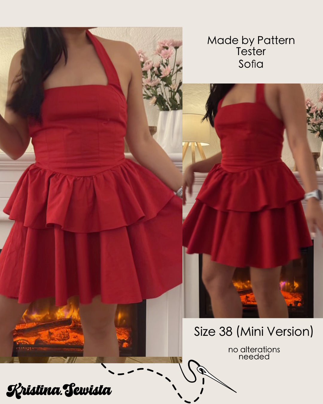 Halter Neck Dress FENJA Sewing Pattern PDF – Summer Dress & Top | Digital Sewing Pattern by Kristina Sewista