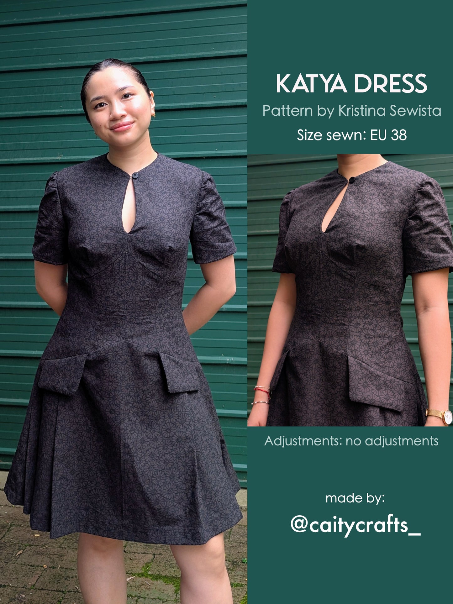 Keyhole Dress KATYA Sewing Pattern PDF | Tailored Pleated Mini Dress | Elegant Bouclé Dress Pattern | Sizes XXS–3XL - Kristina Sewista