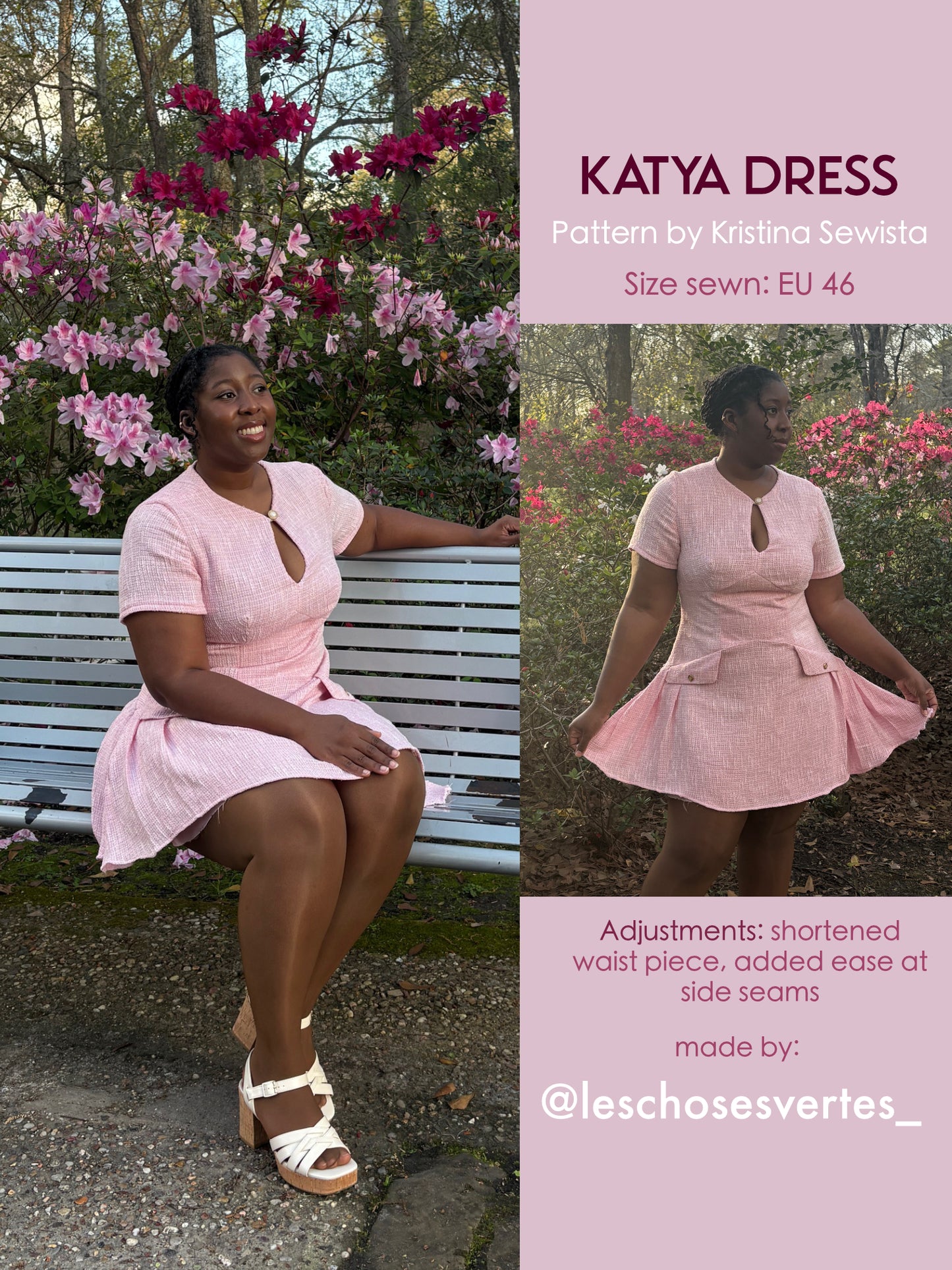 Keyhole Dress KATYA Sewing Pattern PDF | Tailored Pleated Mini Dress | Elegant Bouclé Dress Pattern | Sizes XXS–3XL - Kristina Sewista