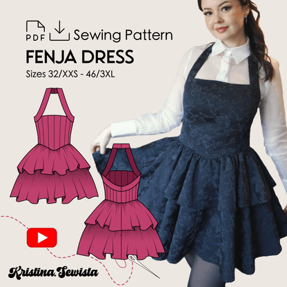 Halter Neck Dress FENJA Sewing Pattern PDF – Summer Dress & Top | Digital Sewing Pattern by Kristina Sewista