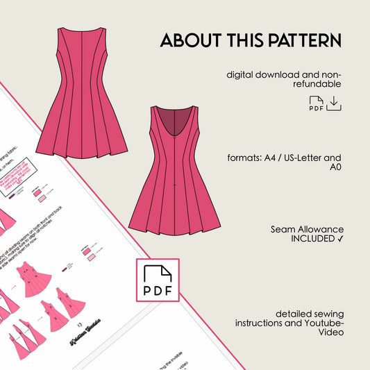 Heloise boat neck dress sewing pattern by Kristina Sewista, PDF dress sewing pattern for women, elegant dress pattern