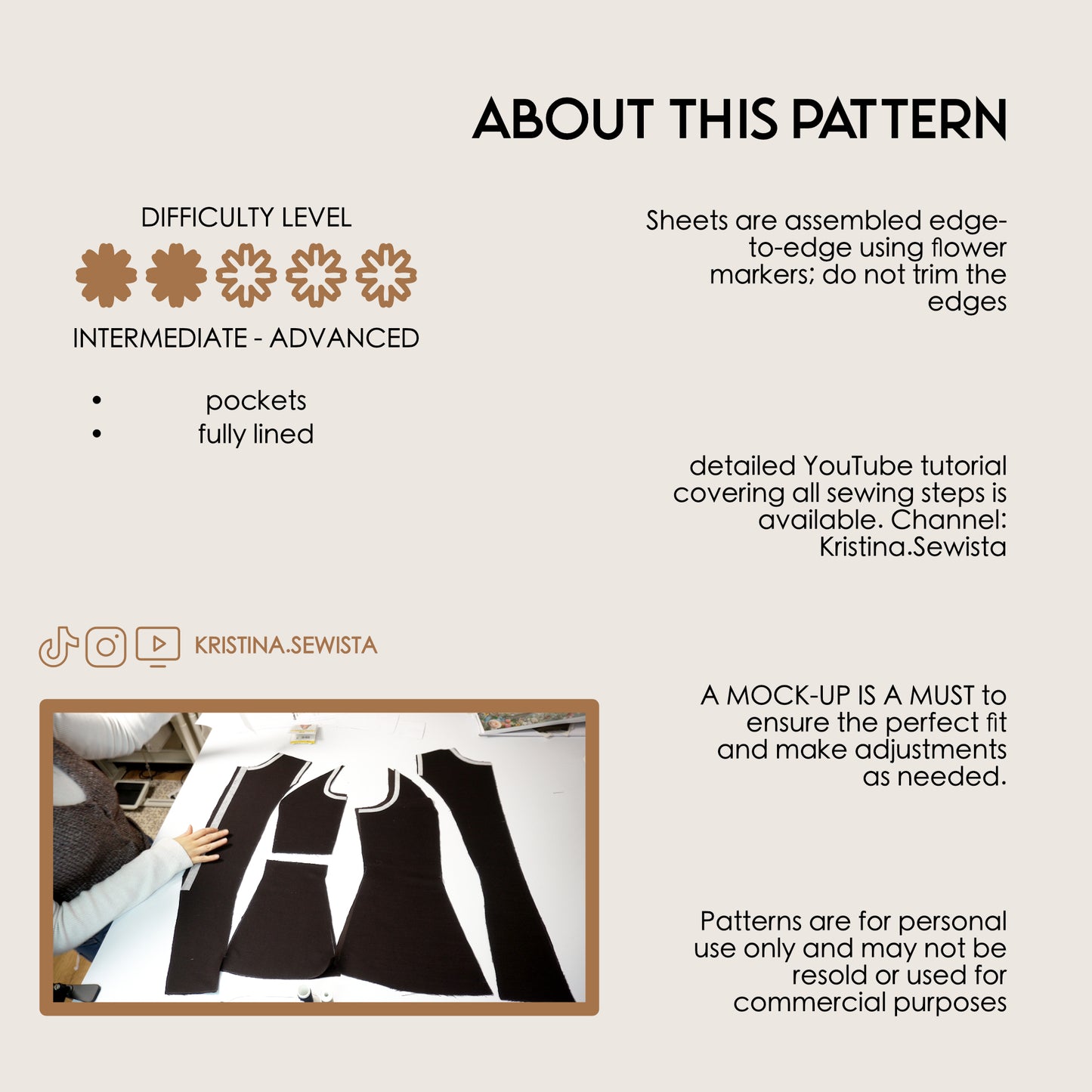 Celia vest PDF pattern – fitted high-neck waistcoat - digital sewing pattern kristina sewista