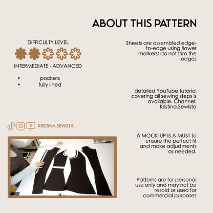 Celia vest PDF pattern – fitted high-neck waistcoat - digital sewing pattern kristina sewista