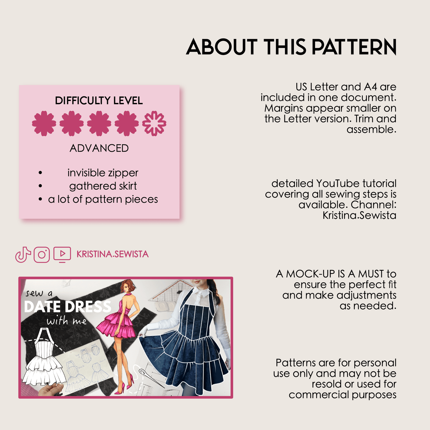 Halter Neck Dress FENJA Sewing Pattern PDF – Summer Dress & Top | Digital Sewing Pattern by Kristina Sewista