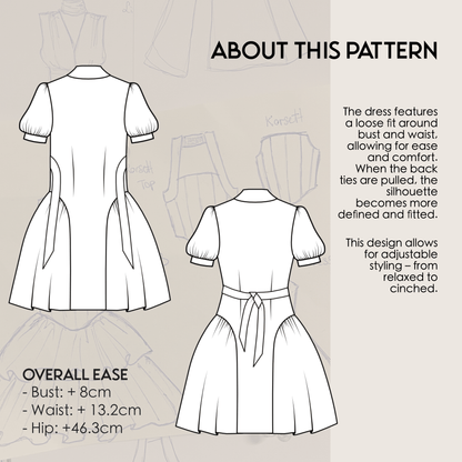 Shirt Dress GISELLE Sewing Pattern PDF – Button Down Summer Dress | Kristina Sewista - Summer Shirt dress advanced sewing