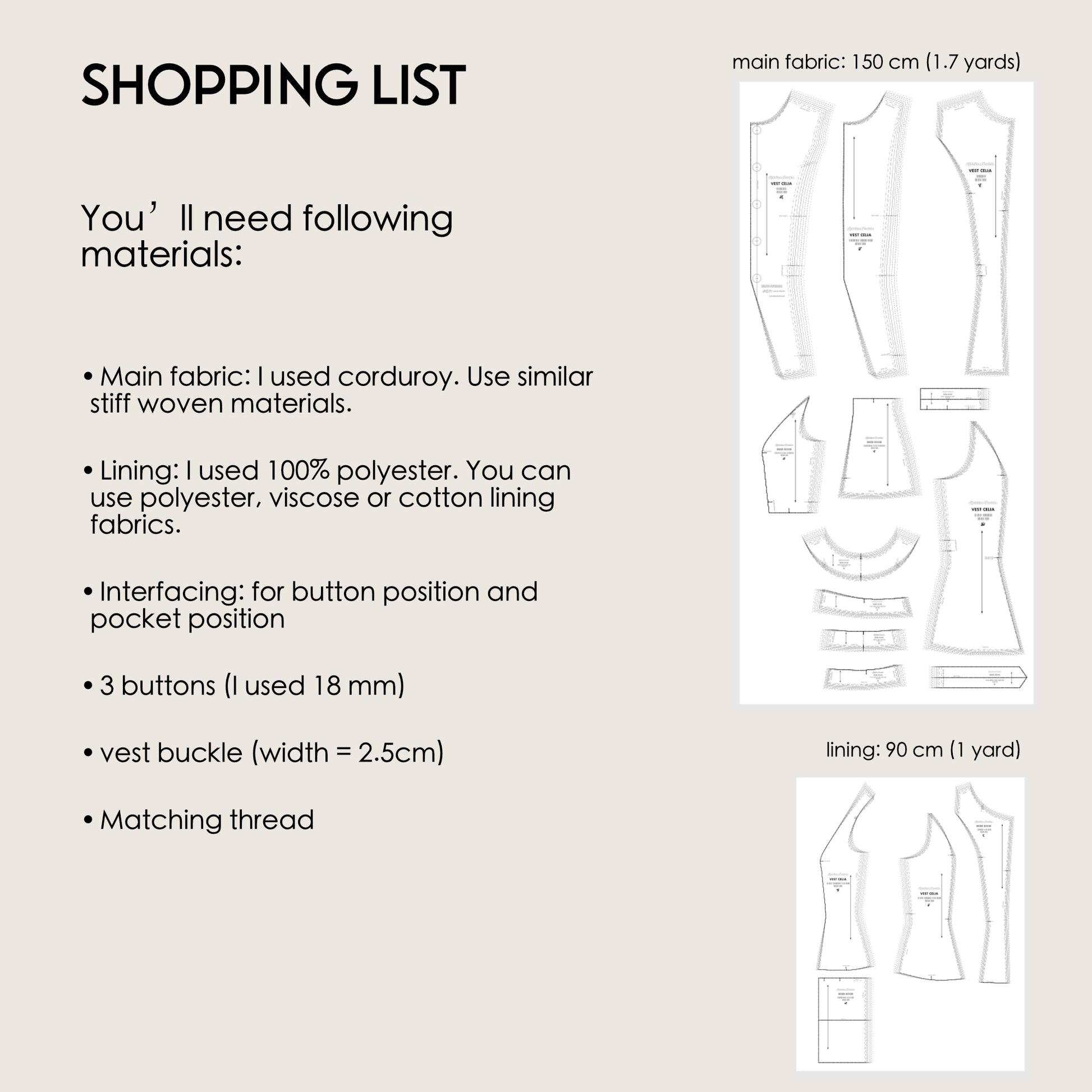 Celia vest PDF pattern – fitted high-neck waistcoat - digital sewing pattern kristina sewista