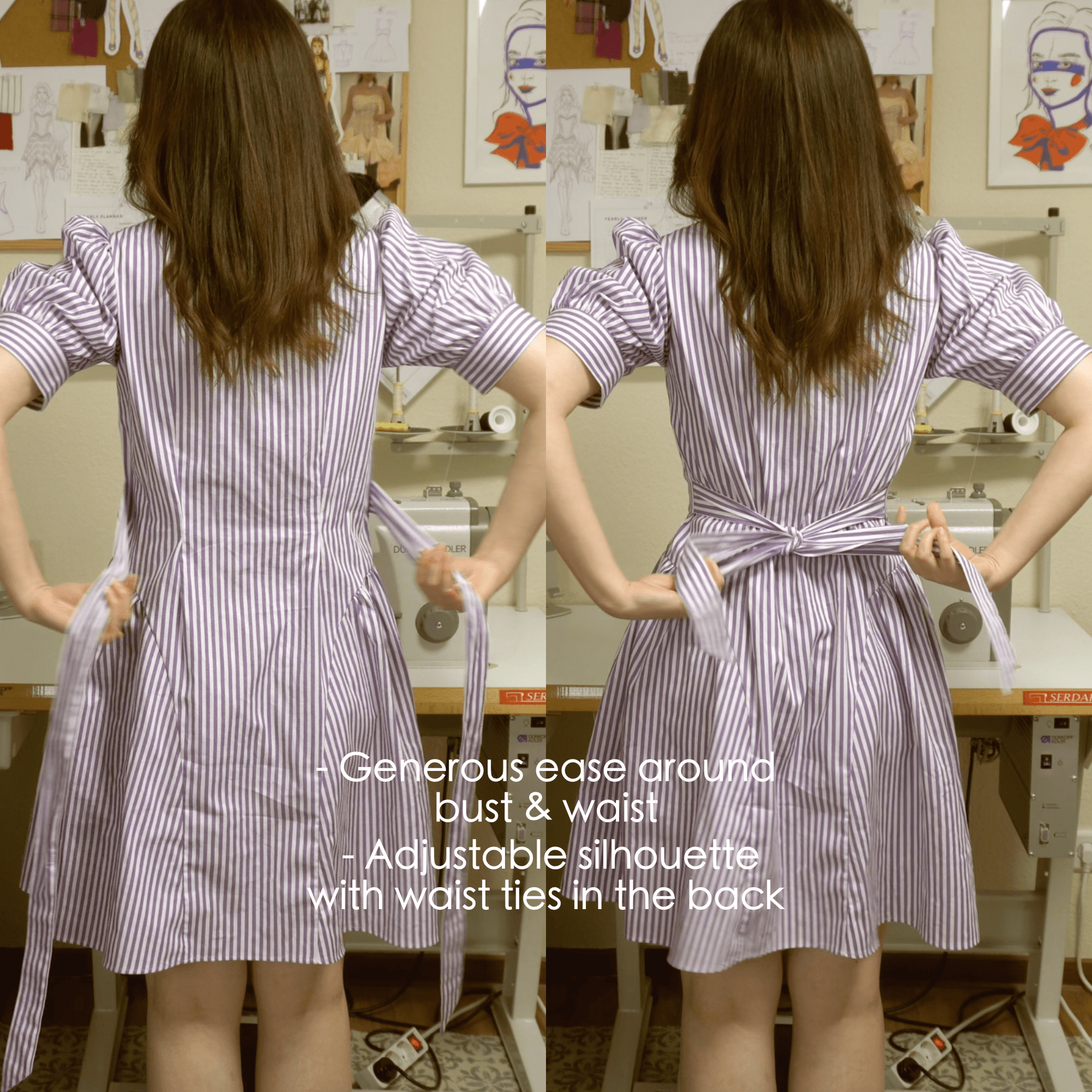 Shirt Dress GISELLE Sewing Pattern PDF – Button Down Summer Dress | Kristina Sewista - Summer Shirt dress advanced sewing