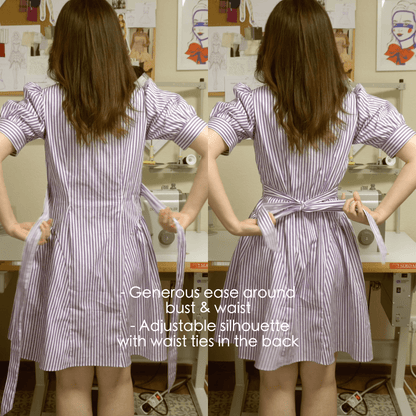 Shirt Dress GISELLE Sewing Pattern PDF – Button Down Summer Dress | Kristina Sewista - Summer Shirt dress advanced sewing