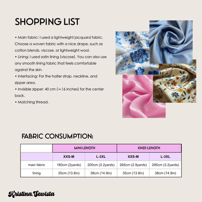 Halter Neck Dress FENJA Sewing Pattern PDF – Summer Dress & Top | Digital Sewing Pattern by Kristina Sewista