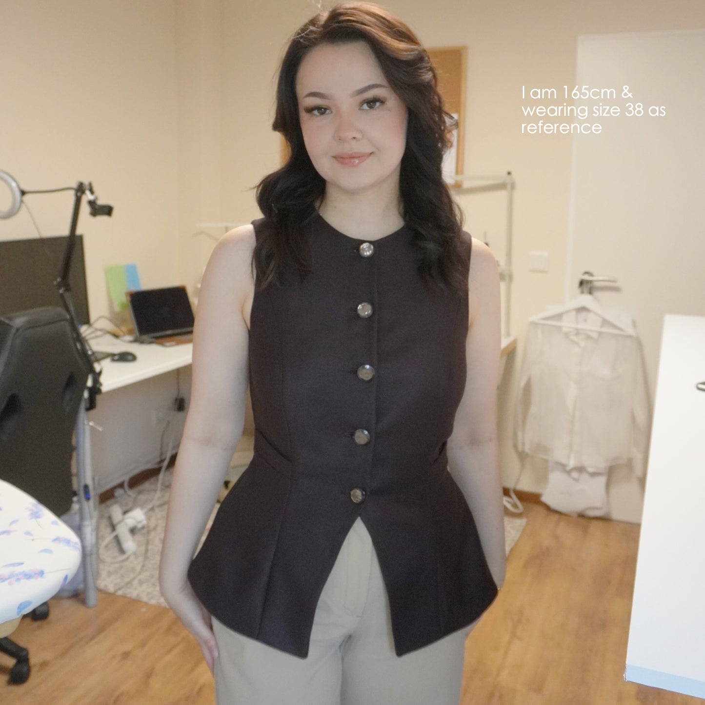 Celia vest PDF pattern – fitted high-neck waistcoat - digital sewing pattern kristina sewista