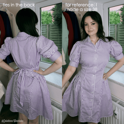 Shirt Dress GISELLE Sewing Pattern PDF – Button Down Summer Dress | Kristina Sewista - Summer Shirt dress advanced sewing