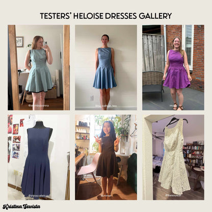 Heloise boat neck dress sewing pattern by Kristina Sewista, PDF dress sewing pattern for women, elegant dress pattern
