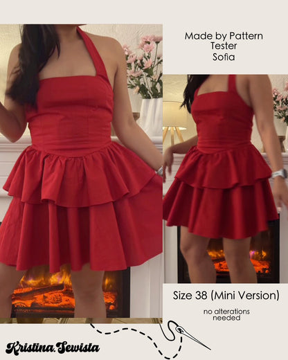 Halter Neck Dress FENJA Sewing Pattern PDF – Summer Dress & Top | Digital Sewing Pattern by Kristina Sewista