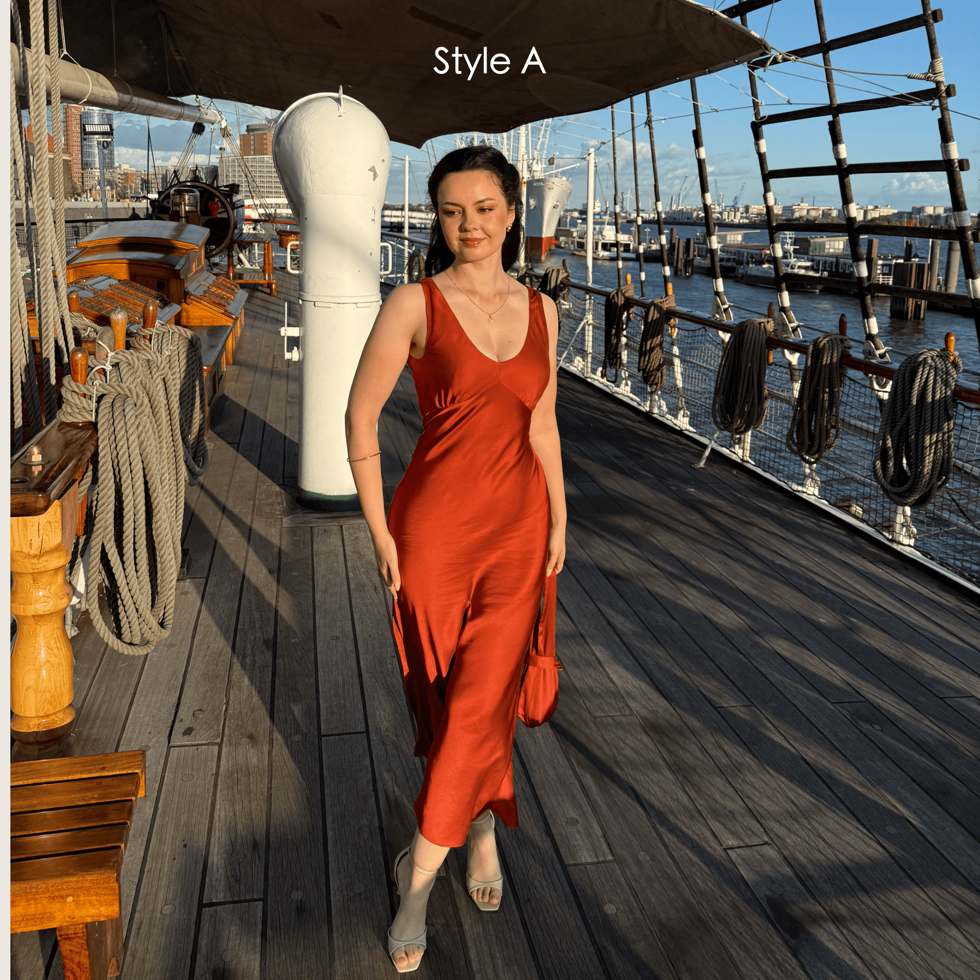 bias cut summer dresses Mocha-Brown Low Back Midi Dress
