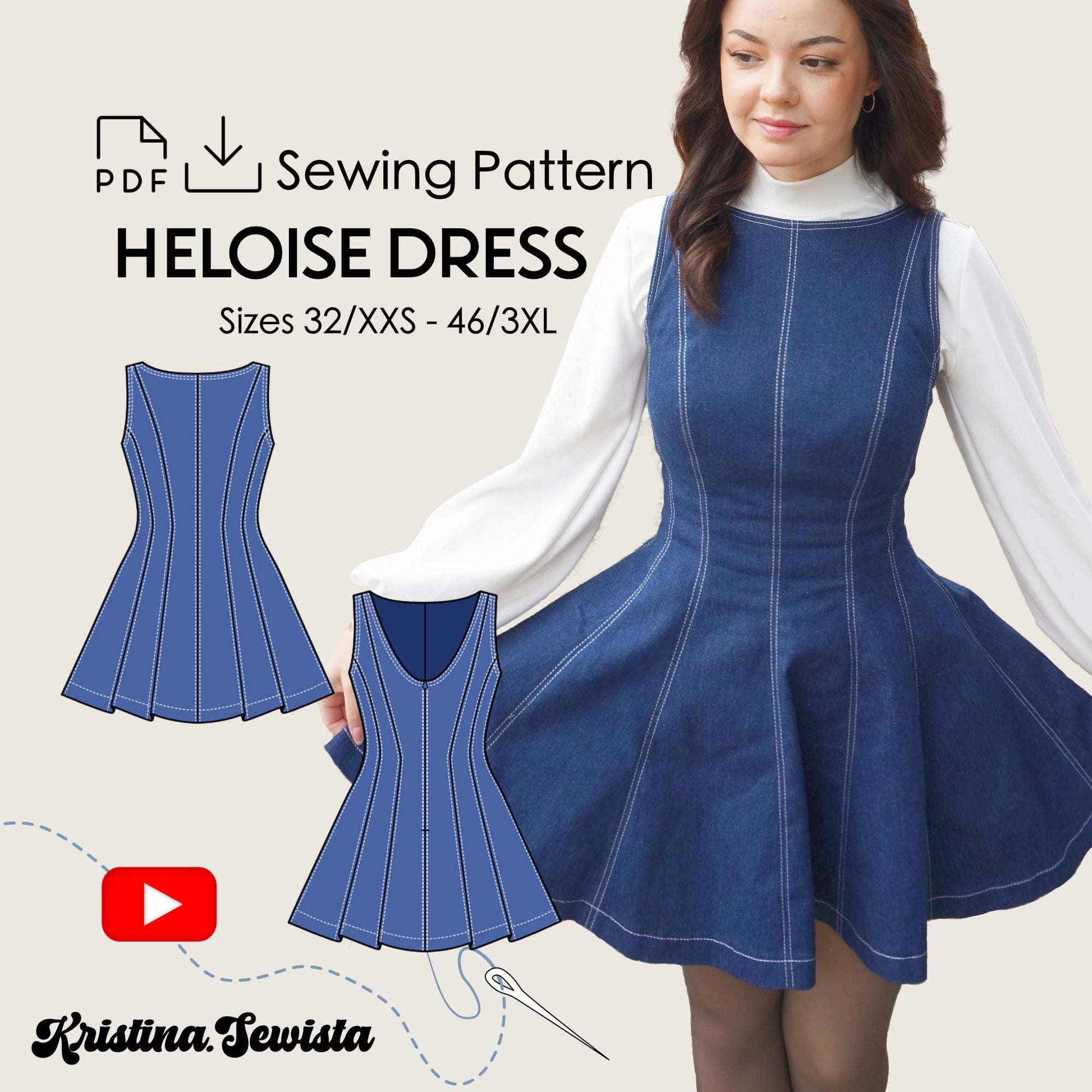Boat Neck Dress HELOISE Sewing Pattern PDF| Kristina Sewista Boat Neck Dress HELOISE Sewing Pattern PDF| Kristina Sewista